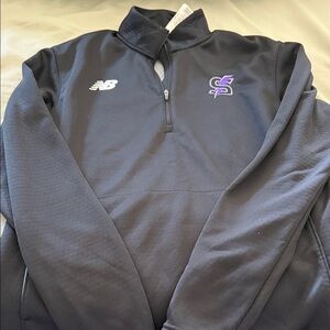 New Balance Black and Purple Quarter-Zip Pullover